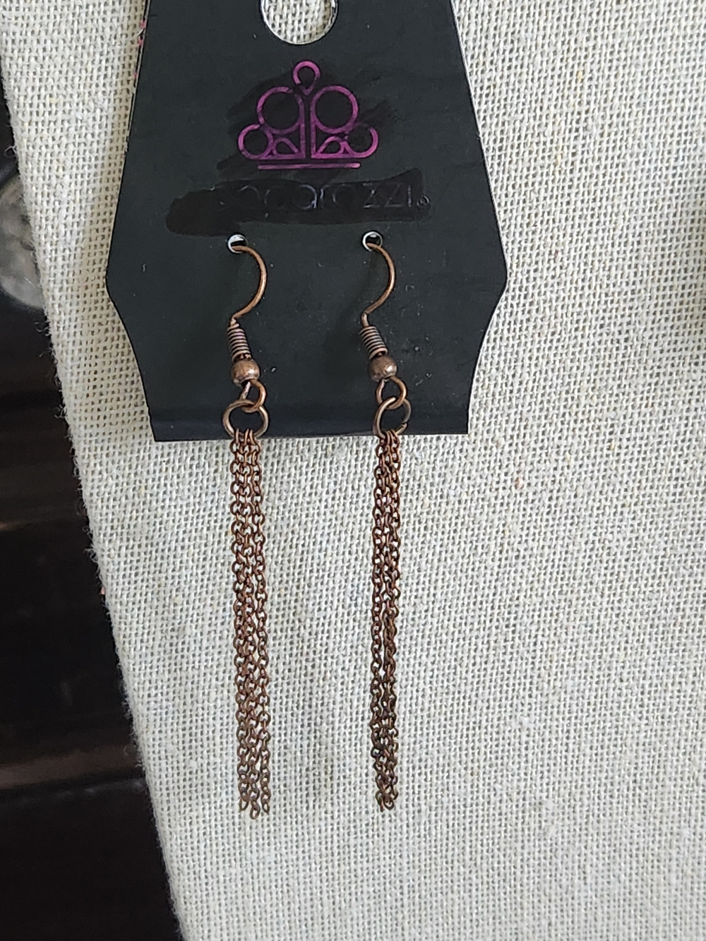 Copper-Tone Chain Tassel Drop Earrings
